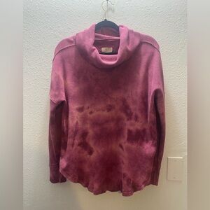 Maeve by ANTHROPOLOGIE Large  long sleeve mauve waffle thermal Turtleneck Shirt